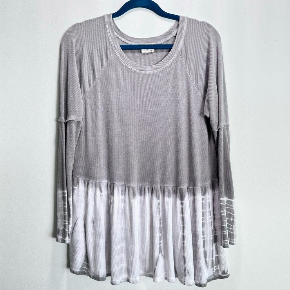 Peach Love California Grey Ombre Dip Dye Tunic‎ Flowy Boho Top Tie Dye Size S